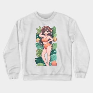 Cute anime girl in bikini,summer Crewneck Sweatshirt